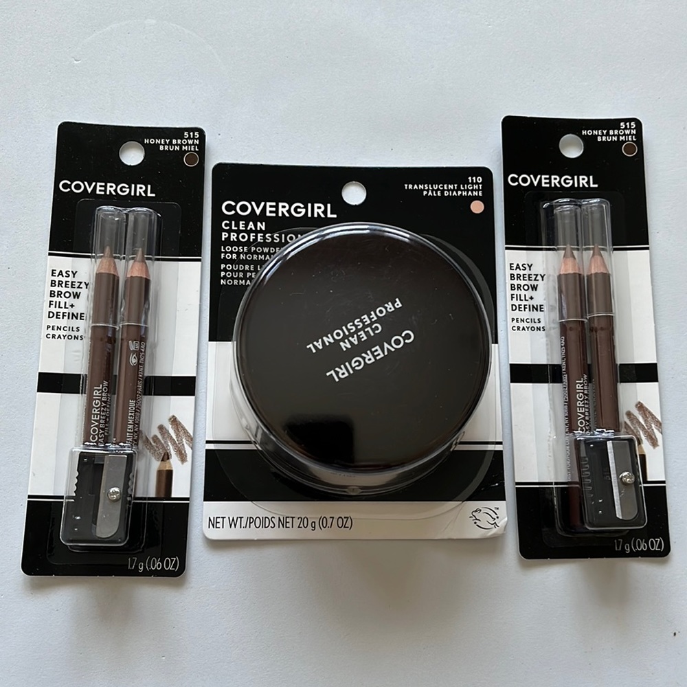 Lot of 3 Cover Girl: 1 Loose Powder and 2 Brow Pencils